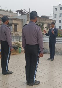 Ground parade and PT training sessions image while security individuals take lessons from professionals and experts.
