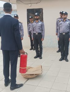 Fire drill training sessions image while security individuals take lessons from the professionals and experts.