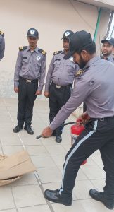 Fire drill training sessions image while security individuals take lessons from the professionals and experts.